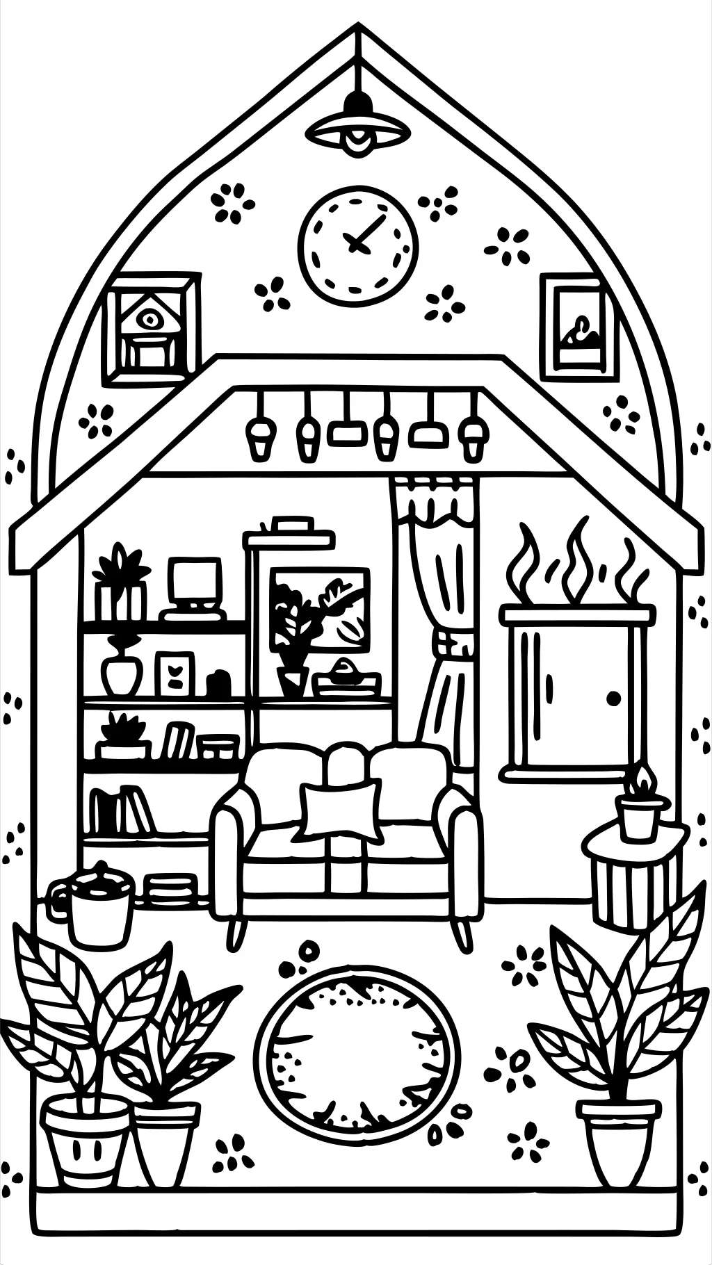 coloriages de la maison à l’intérieur